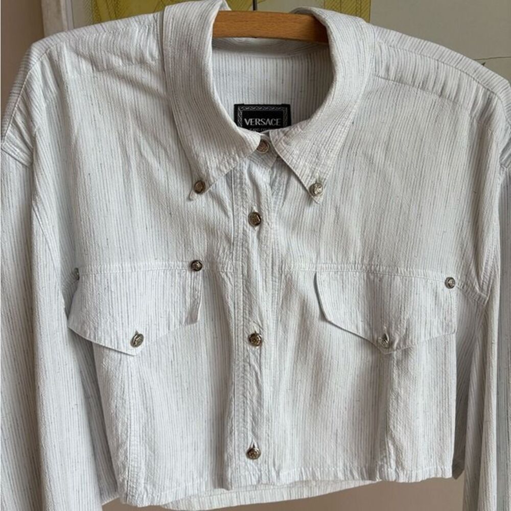 Vintage Versace Oxford Button Down Shirt Reworked Designer - Picture 4 of 10